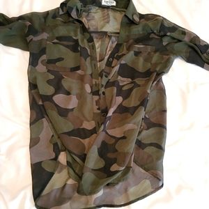 Camo Pattern Sheer Blouse